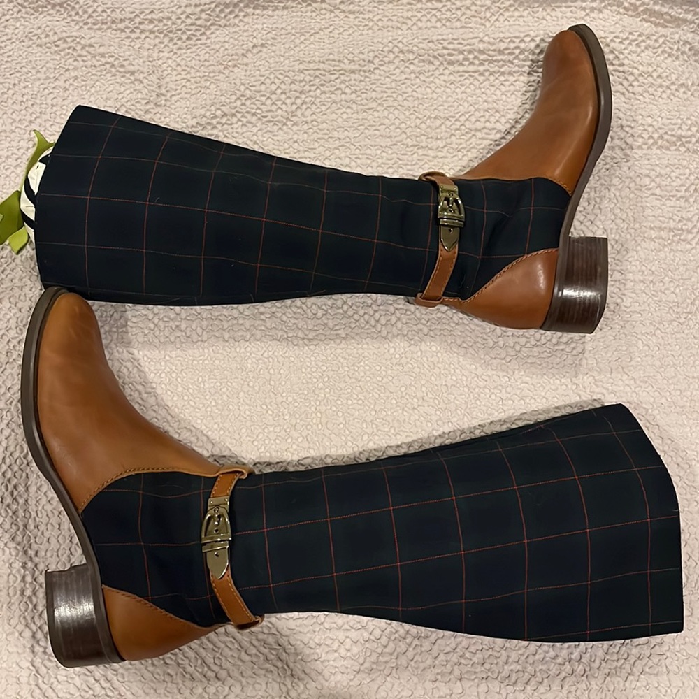 Etienne Aigner Venezia Plaid Riding Boots - size 9.5